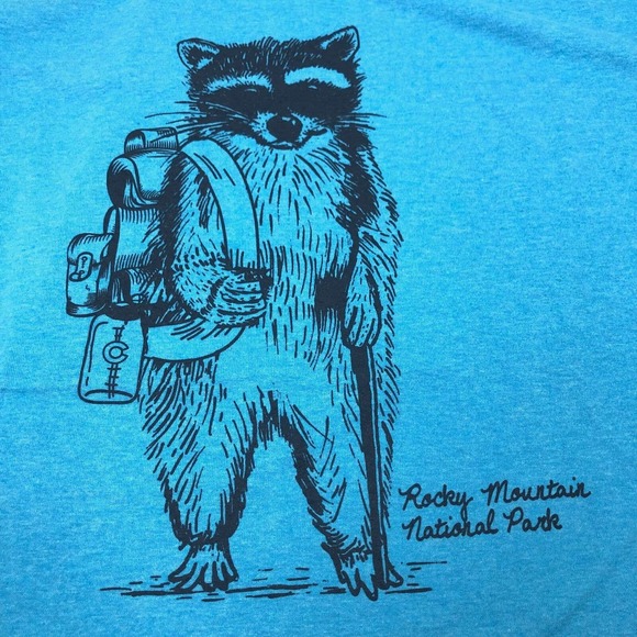 NEW Rocky Mountain National Park Mens Blue Graphic Tee T Shirt Animal Outdoor XL - Picture 2 of 4